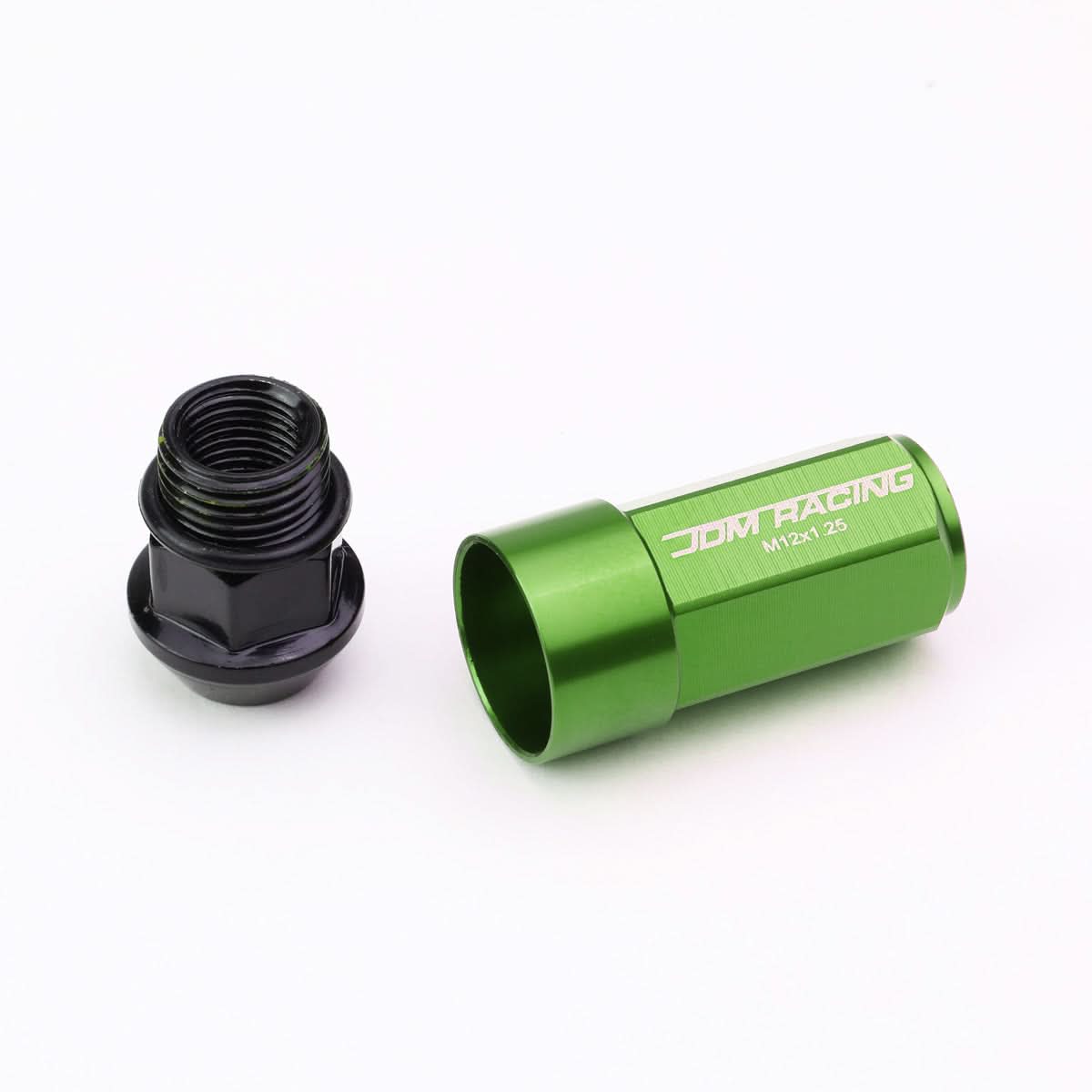 Extended Aluminum Lug Nuts M12 x 1.25 Green Steel Acorn 20pc Set