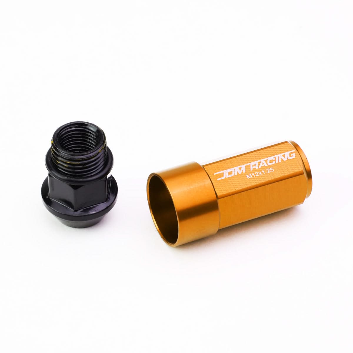 M12x1.25 Extended Aluminum Lug Nuts 20pc Set Orange Acorn