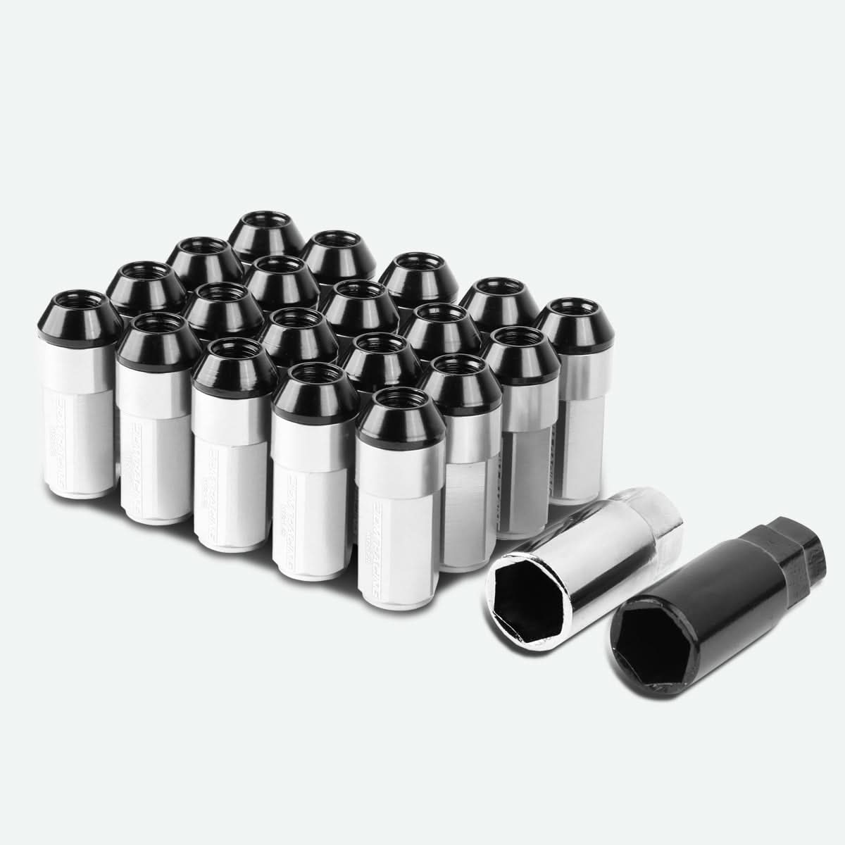 M12 X 1.25 Extended Aluminum Lug Nuts 20pc Set - Silver