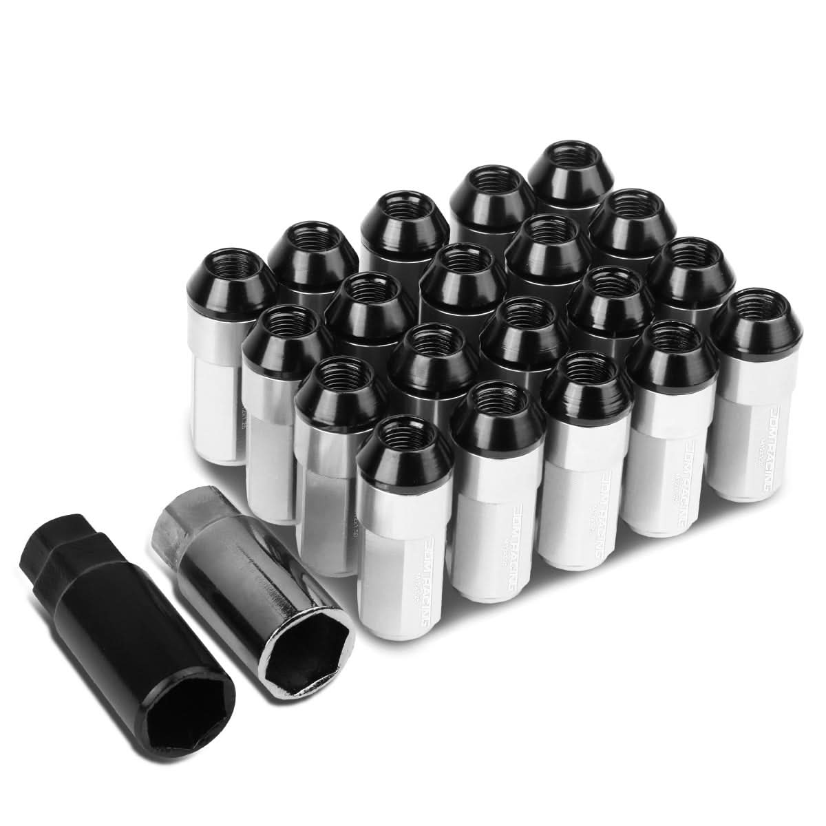 M12 X 1.25 Extended Aluminum Lug Nuts 20pc Set - Silver