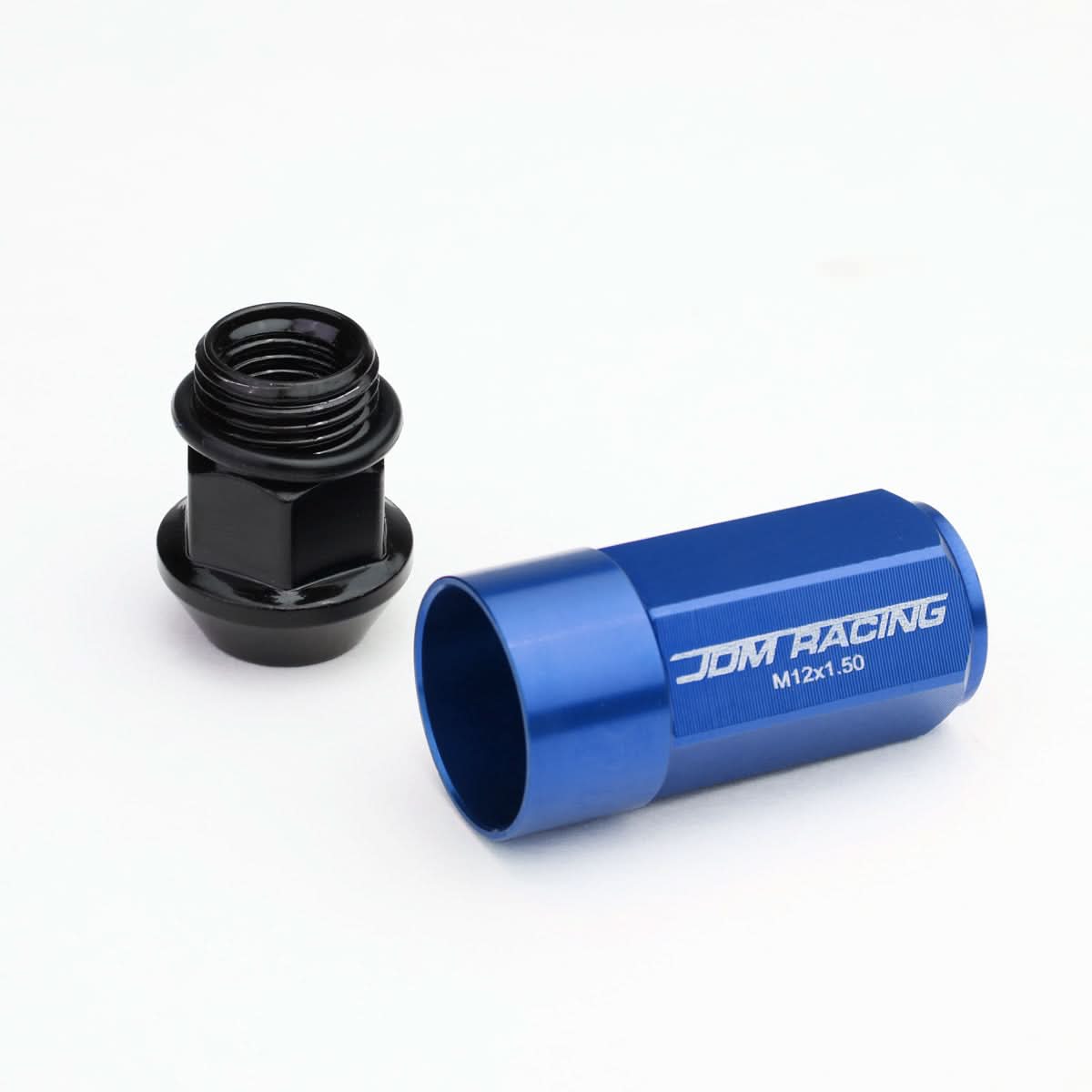 M12 X 1.5 Extended Steel Acorn Lug Nuts with Aluminum Cover - Blue