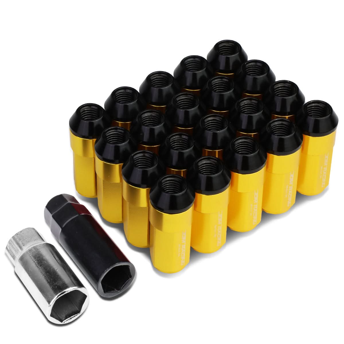 M12 x 1.5 Extended Aluminum Lug Nuts 20pc Set Gold