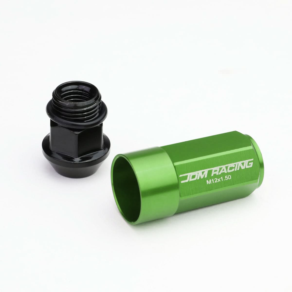 M12 x 1.5 Extended Aluminum Lug Nuts 20pc Set Green Acorn Steel