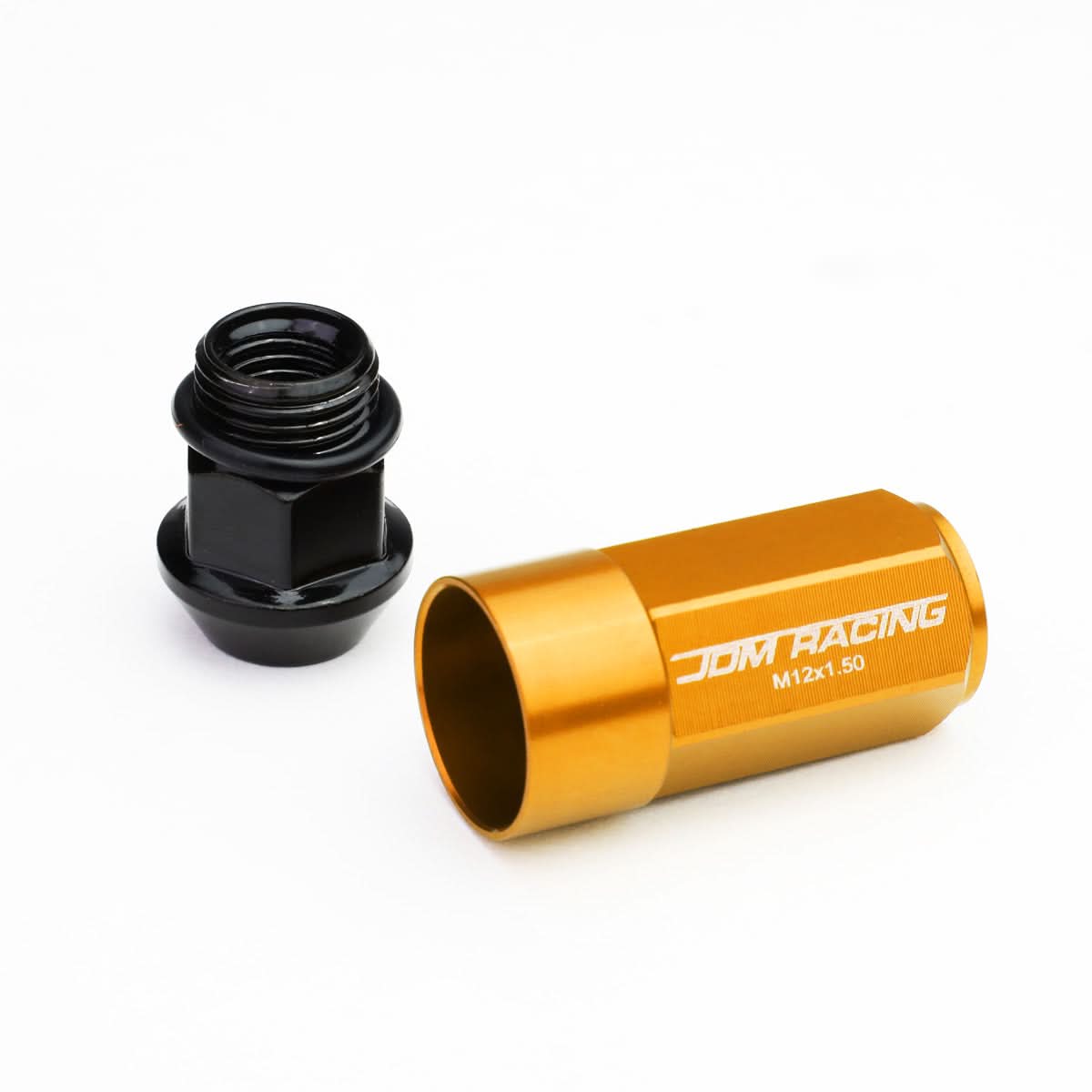 M12 x 1.5 Extended Aluminum Lug Nuts 20pc Set Orange Steel Acorn