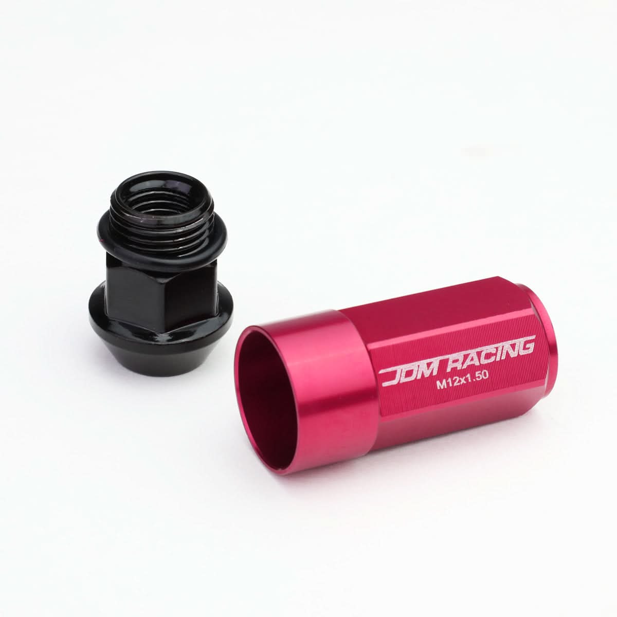M12 x 1.5 Extended Steel Acorn Lug Nuts with Aluminum Cover - Pink