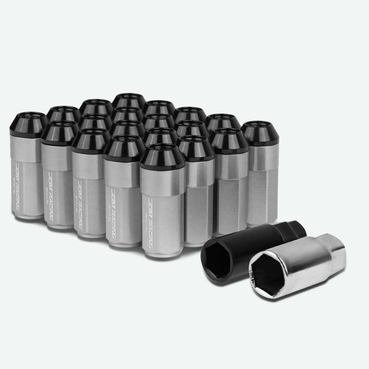 M12 x 1.5 Extended Aluminum Lug Nuts with Steel Acorn 20pc Set