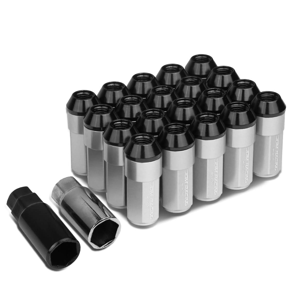 M12 x 1.5 Extended Aluminum Lug Nuts with Steel Acorn 20pc Set