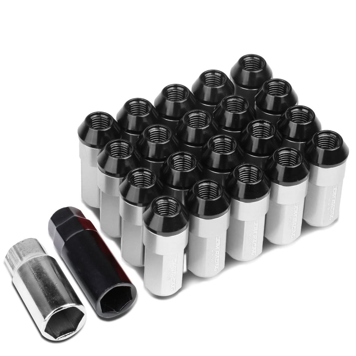 M12 x 1.5 Extended Aluminum Lug Nuts with Steel Acorn 20pc Set
