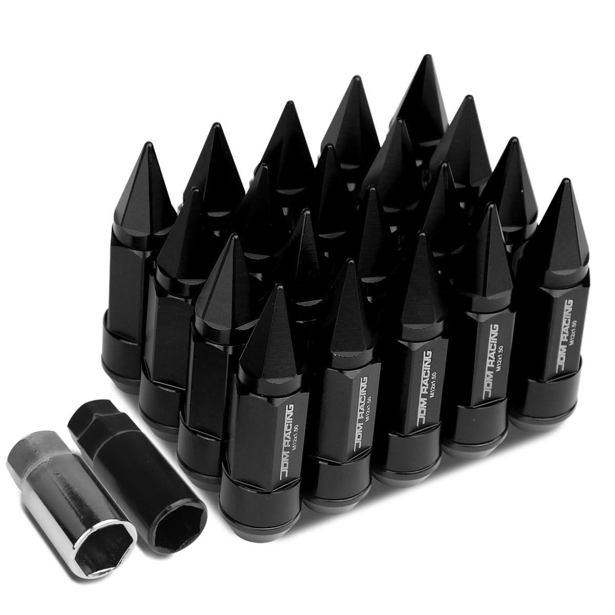 M12 x 1.5 Extended Spike Lug Nuts 20pc Set - Aluminum