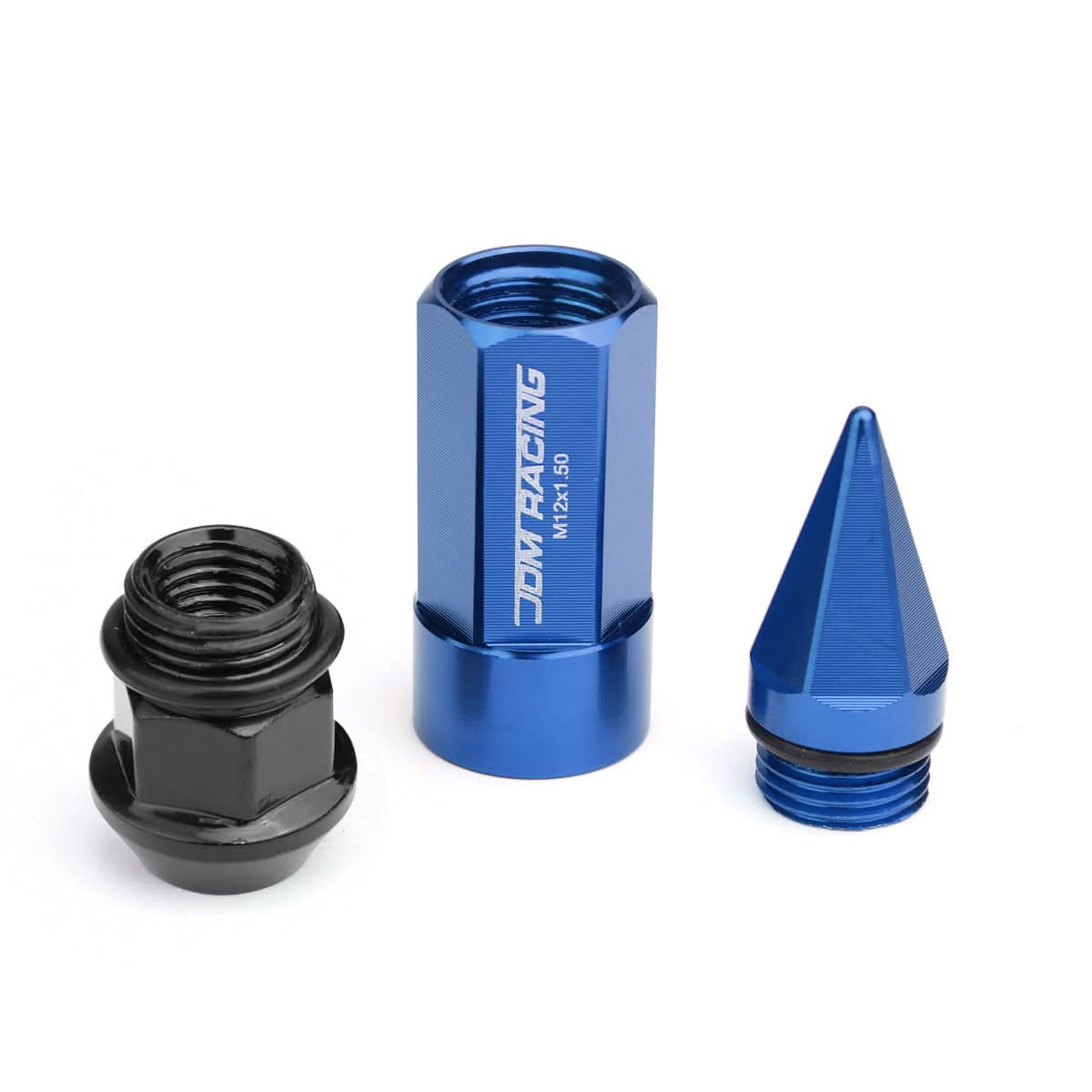 M12 x 1.5 Extended Spike Lug Nuts 20pc Set Blue Aluminum