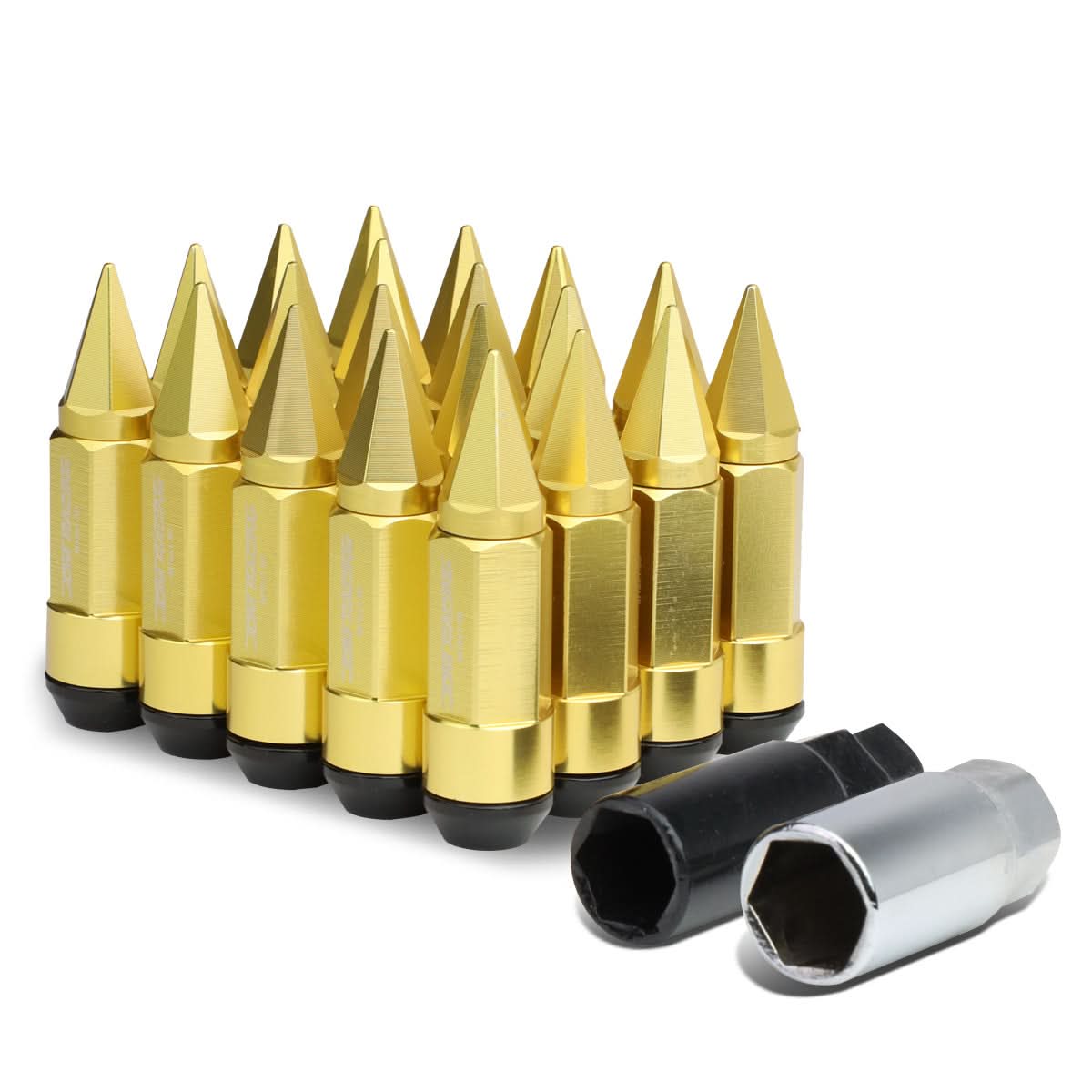 Universal M12 x 1.5 Extended Lug Nuts with Removable Spike Gold