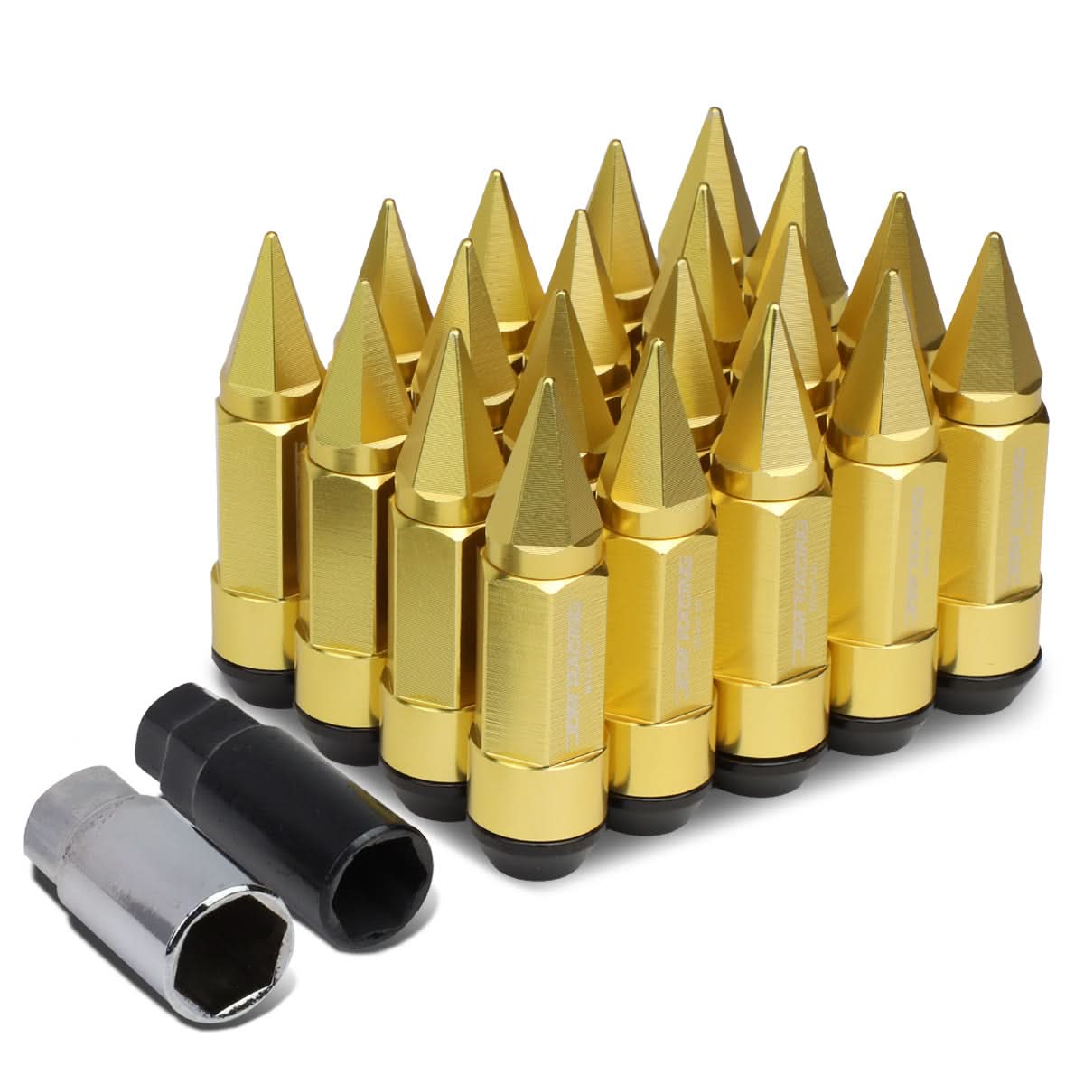 Universal M12 x 1.5 Extended Lug Nuts with Removable Spike Gold