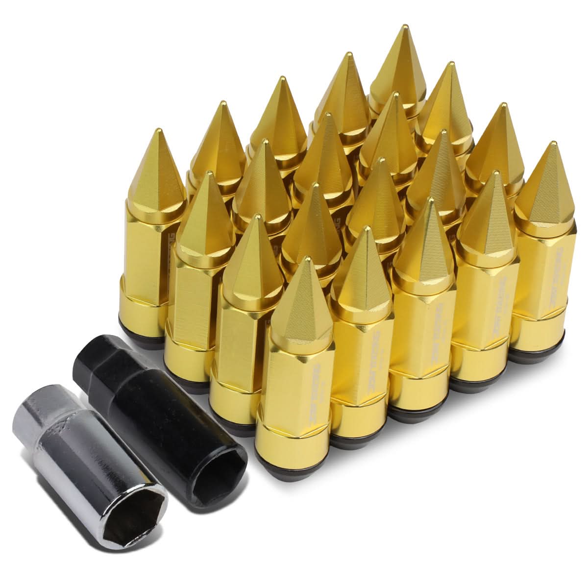 Universal M12 x 1.5 Extended Lug Nuts with Removable Spike Gold