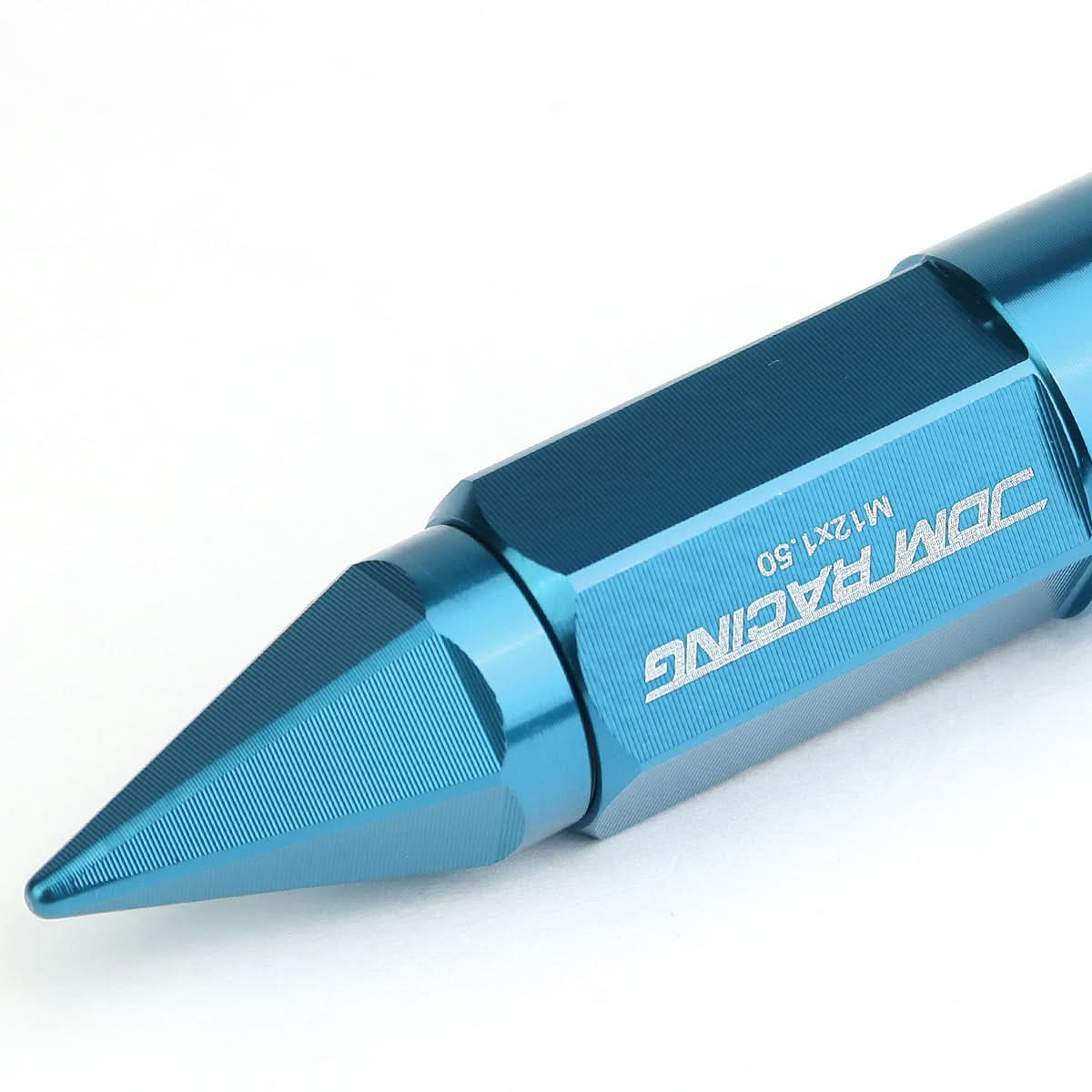 M12 x 1.5 Extended Aluminum Lug Nuts with Removable Spike - Light Blue