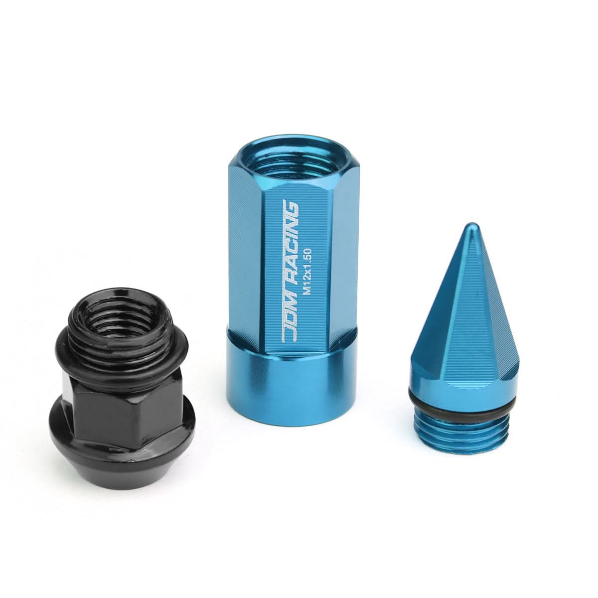 M12 x 1.5 Extended Aluminum Lug Nuts with Removable Spike - Light Blue