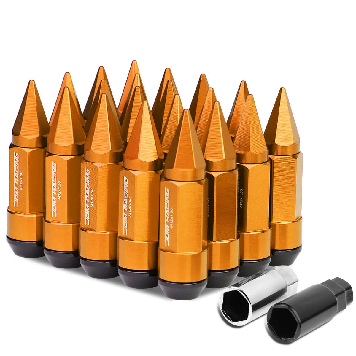 Universal Extended Aluminum Lug Nuts M12x1.5 53mm/83mm Orange 20pc