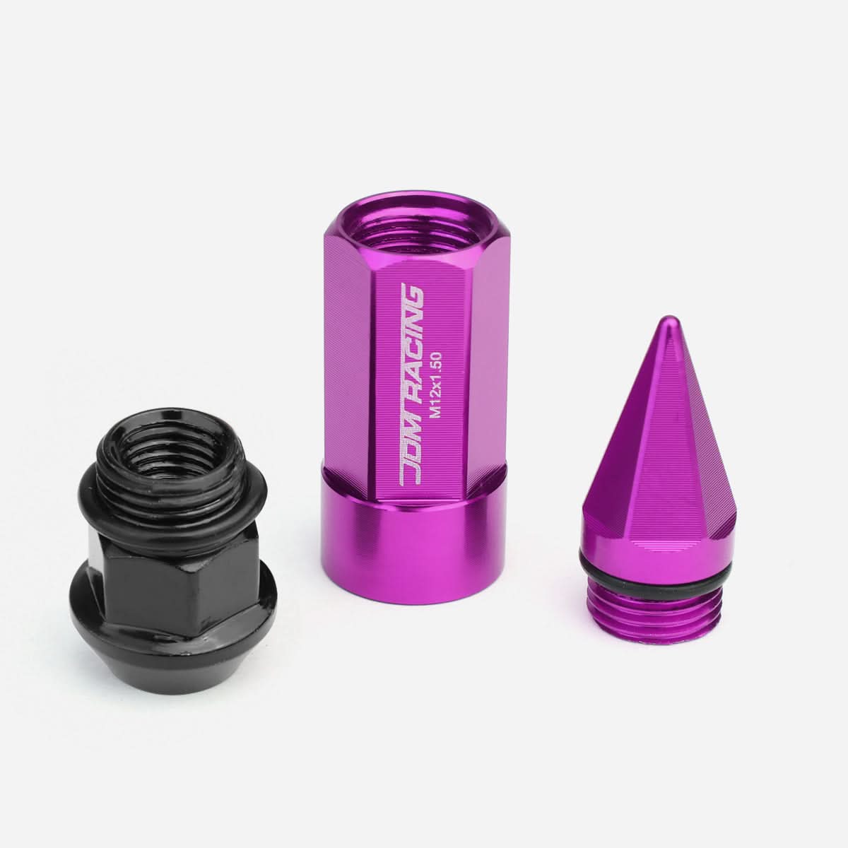 M12 x 1.5 Extended Aluminum Lug Nuts with Spikes - Purple 20pc