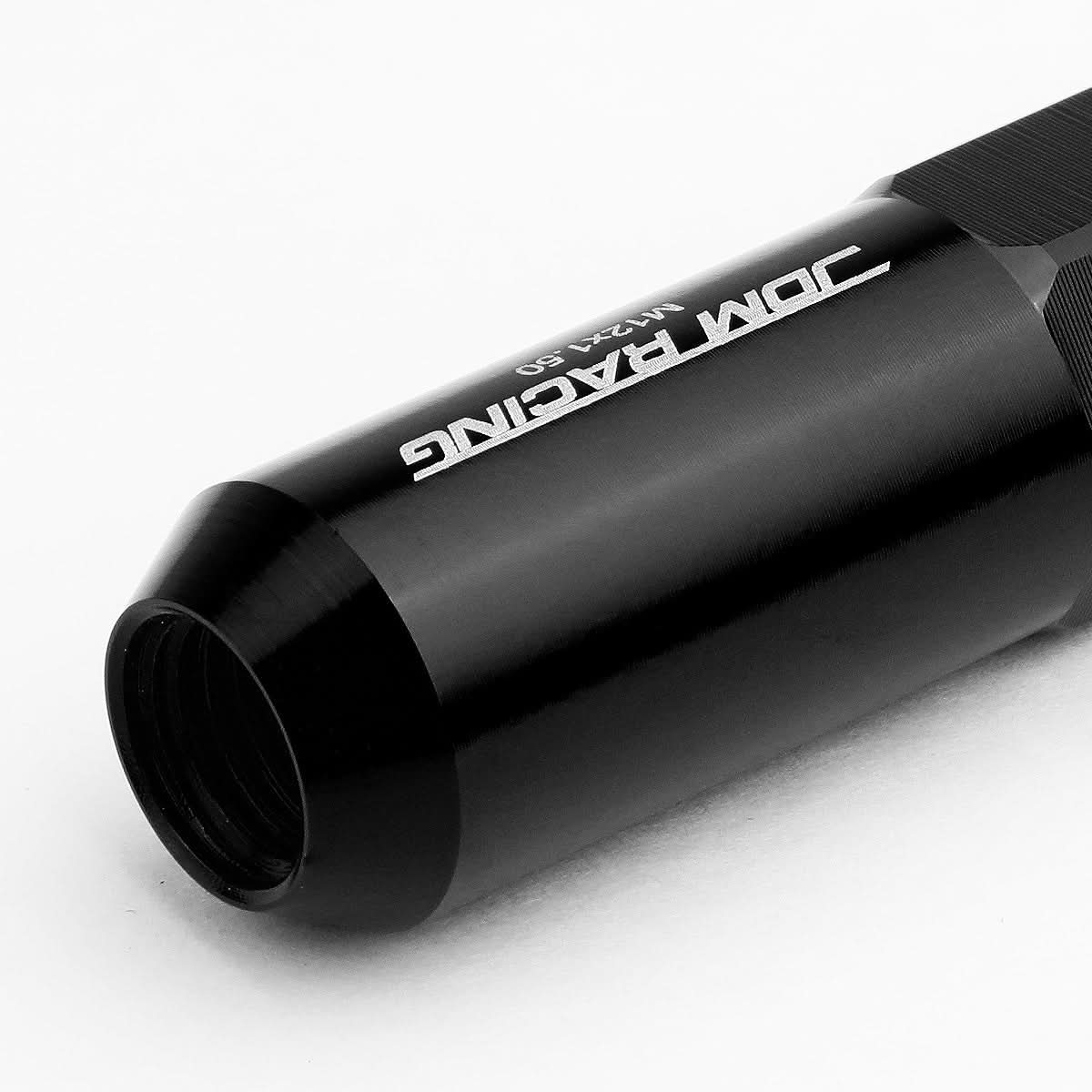 M12 x 1.5 Aluminum Lug Nuts w/ Extended Spike 60mm Tall 20pc Black