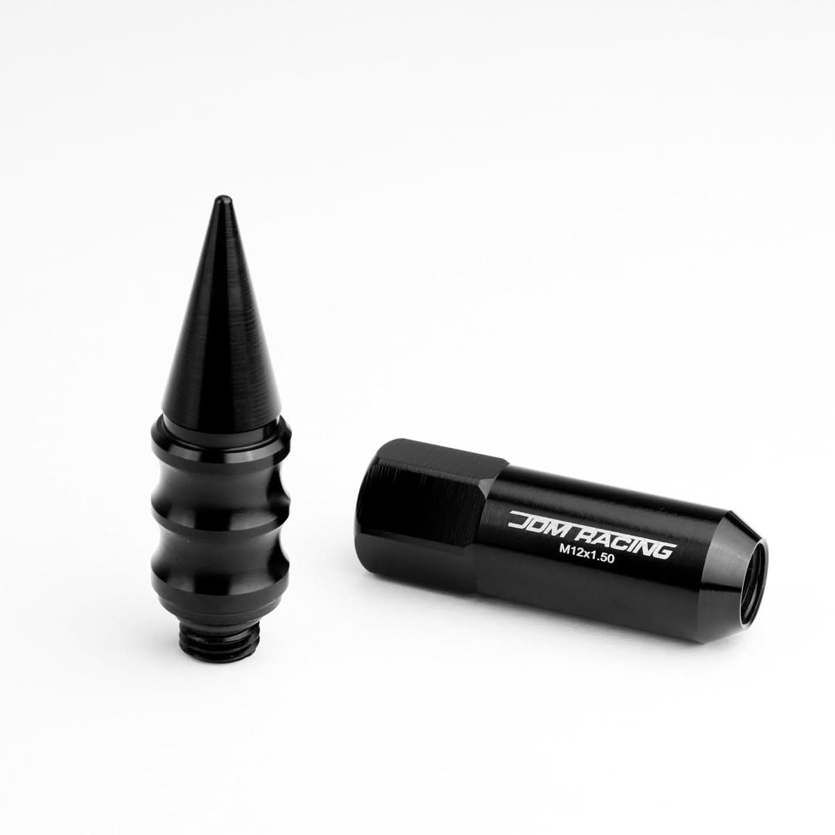 M12 x 1.5 Aluminum Lug Nuts w/ Extended Spike 60mm Tall 20pc Black