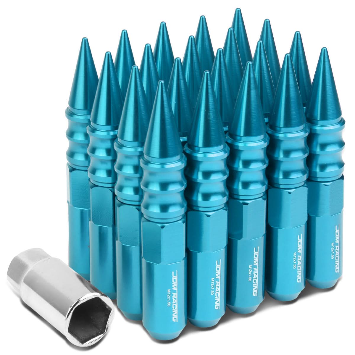 Universal Aluminum Lug Nuts M12x1.5 Extended Spike 20pc - Light Blue