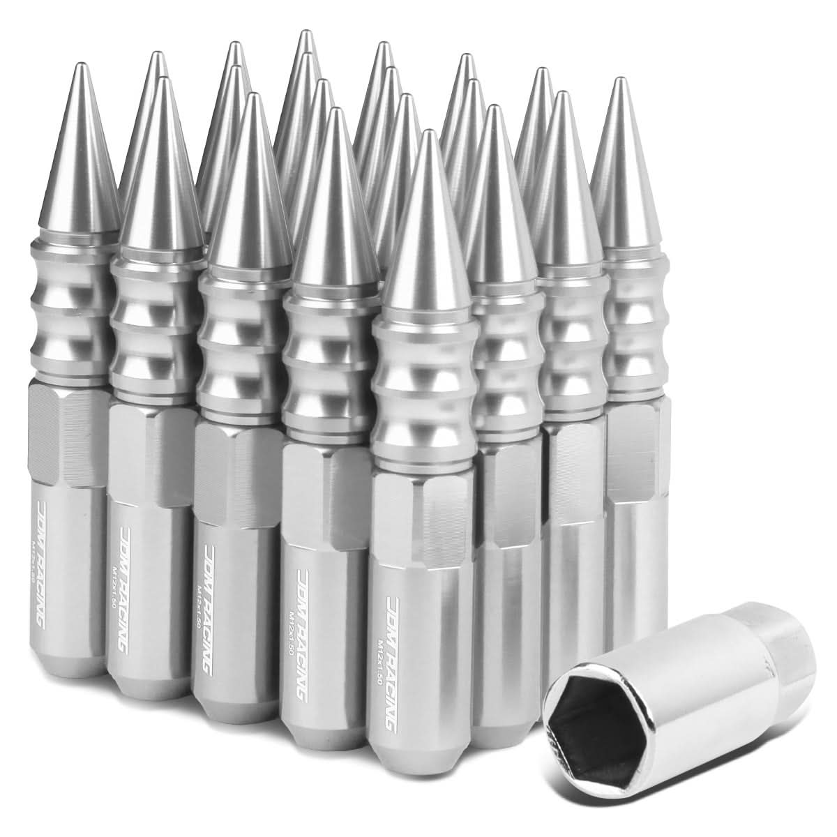 M12 x 1.5 Extended Spike Lug Nuts 20pc Set Aluminum