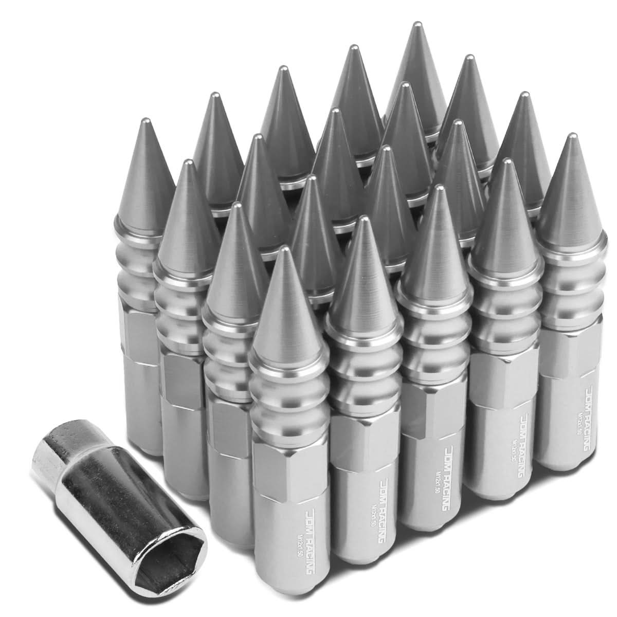 M12 x 1.5 Extended Spike Lug Nuts 20pc Set Aluminum