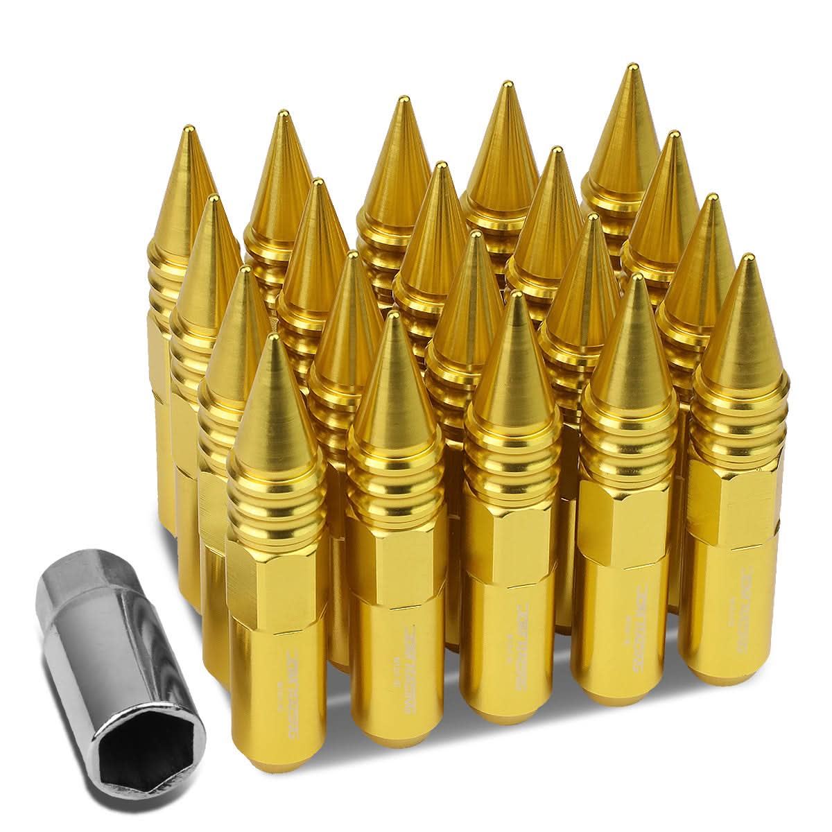 M12 x 1.5 60mm Spike Lug Nuts 20pc Set Aluminum