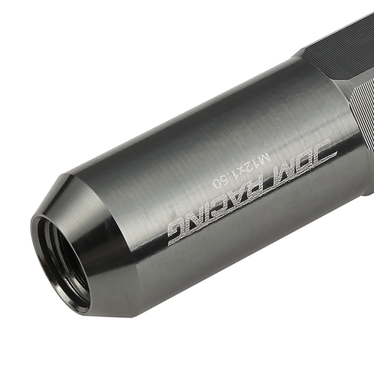 M12 x 1.5 Aluminum Lug Nuts 60mm Spike Style 20pc Set Gun Metal