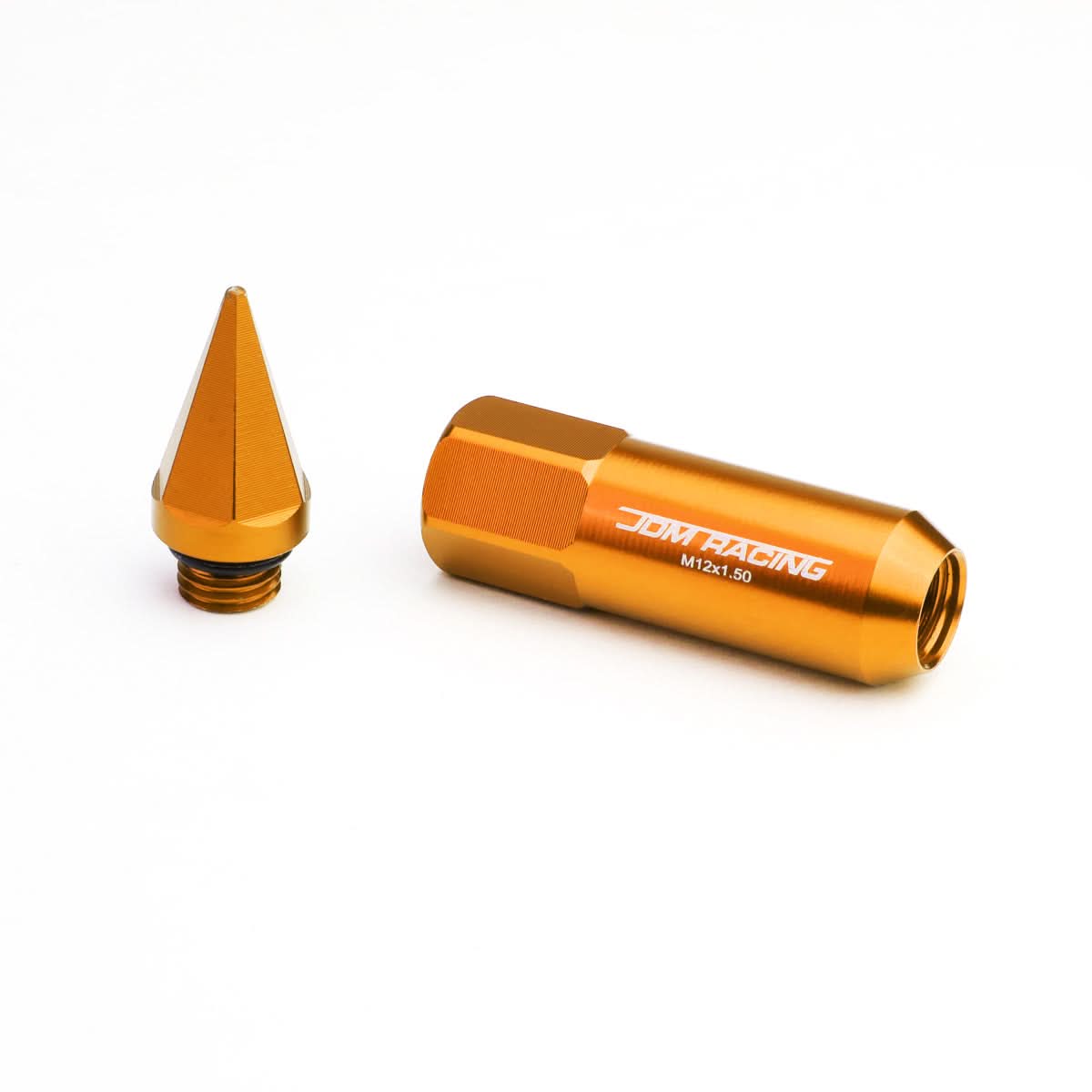 M12 x 1.5 Aluminum Lug Nuts with Removable Spike 20pc Set Orange