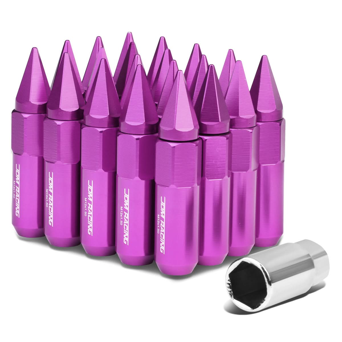 M12 x 1.5 Purple Aluminum Lug Nuts w/ Removable Spike 20pc Set