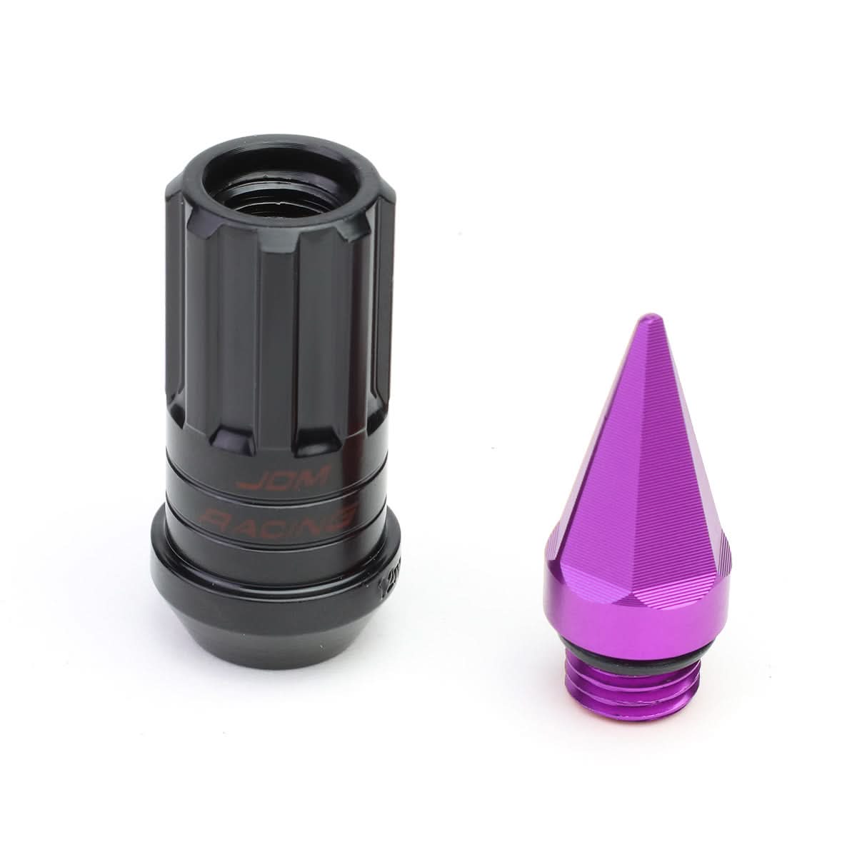 Steel Lug Nuts M12x1.5 45-75mm Extended Grooved Purple Spike 20pc