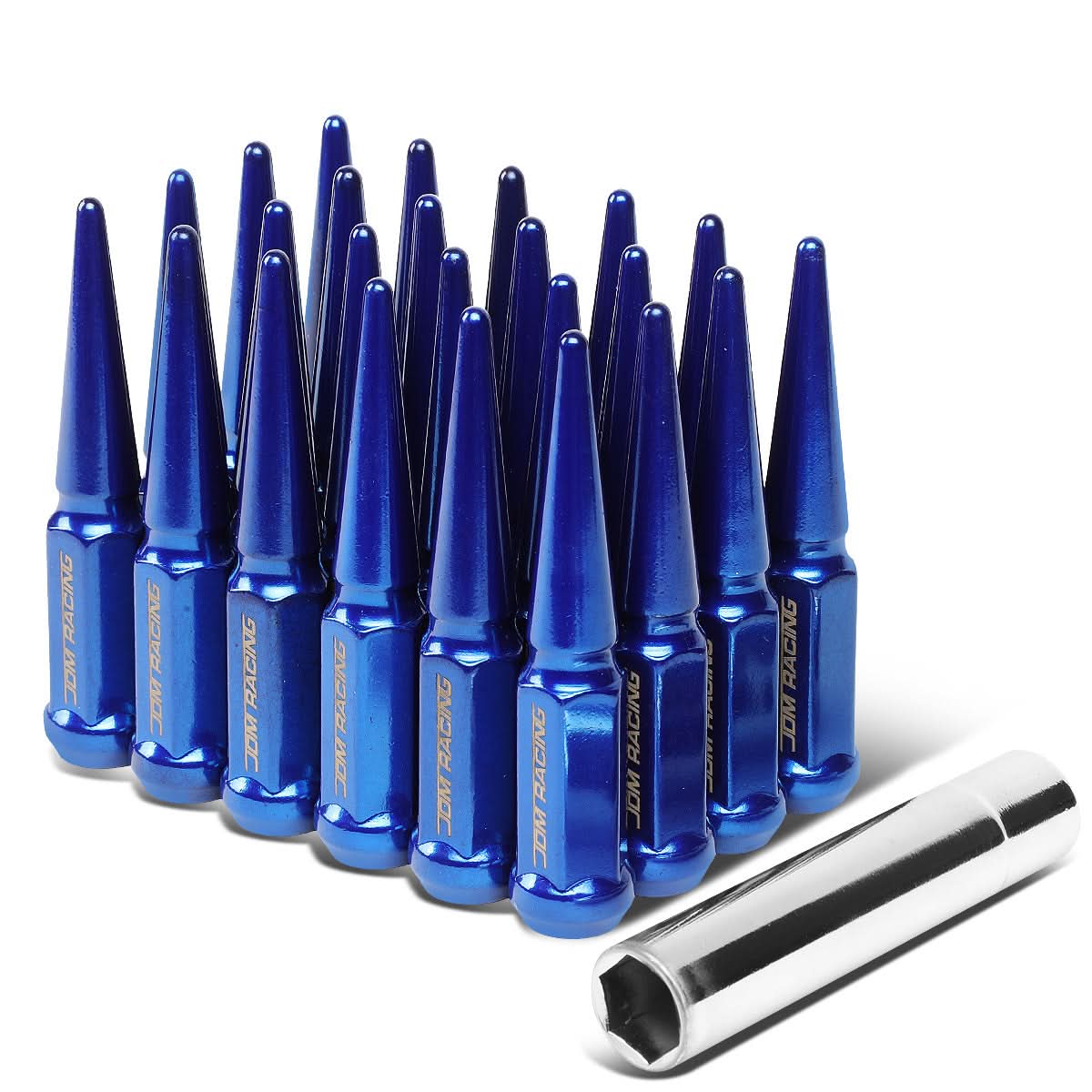 Steel Spike Lug Nuts M14 x 1.5 Closed End 24 Pack Blue