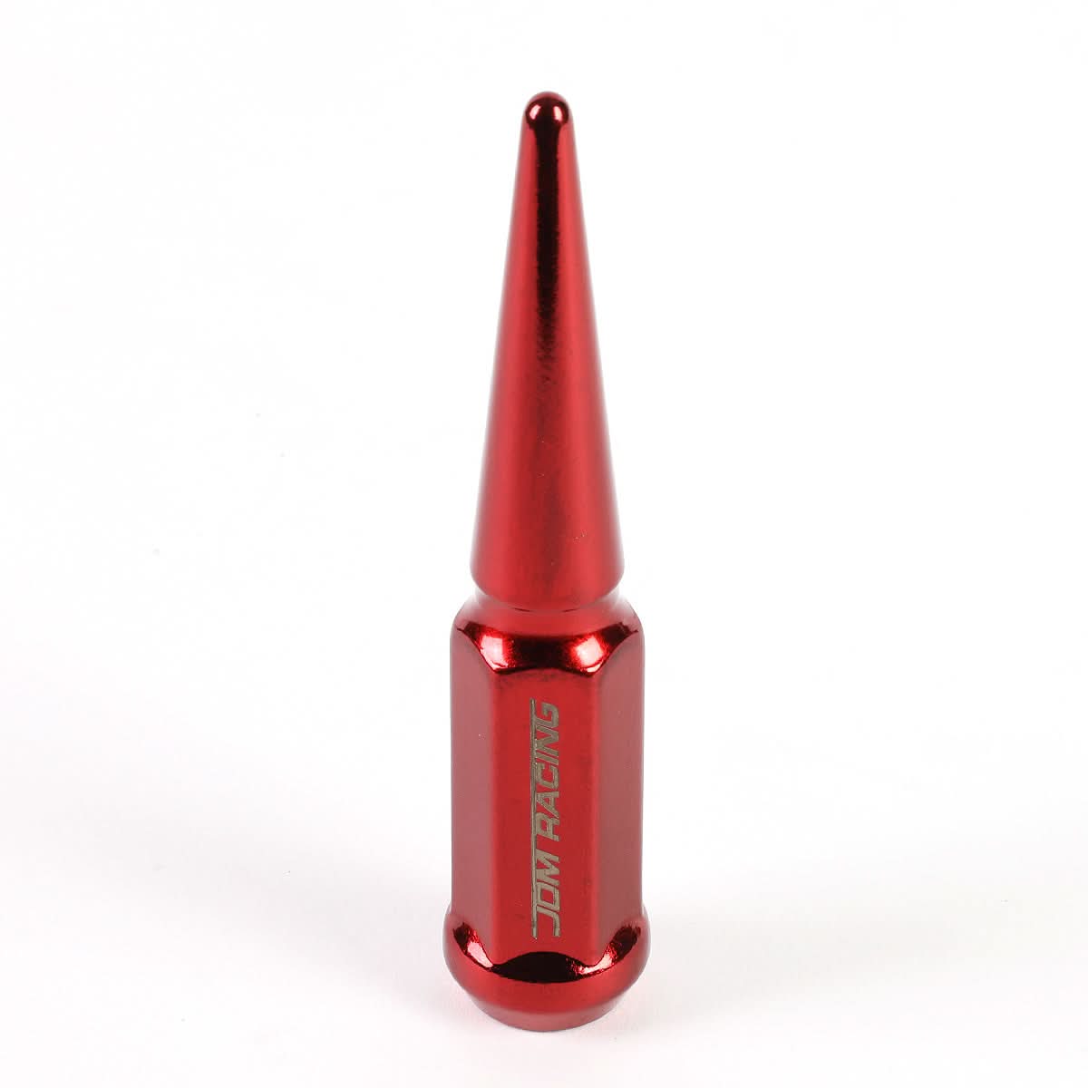 M14 x 1.5 Spike Steel Lug Nuts 23mm - 24 Pack with Lock Key Red