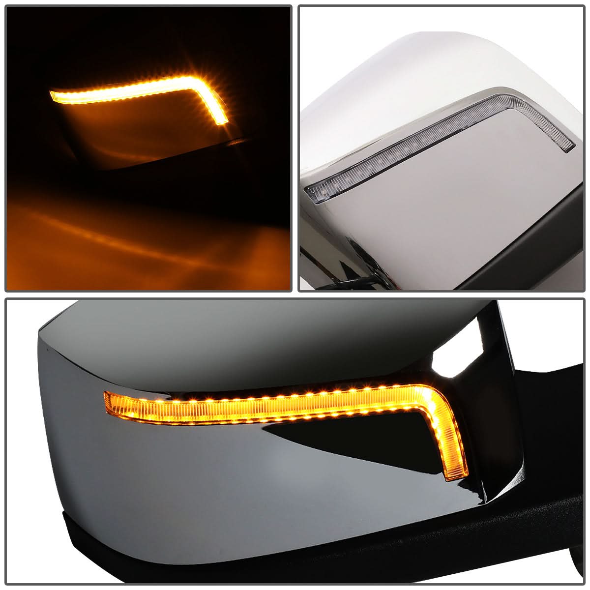 04-18 Volvo VN Series Hood Mirror Manual Sequential LED Black