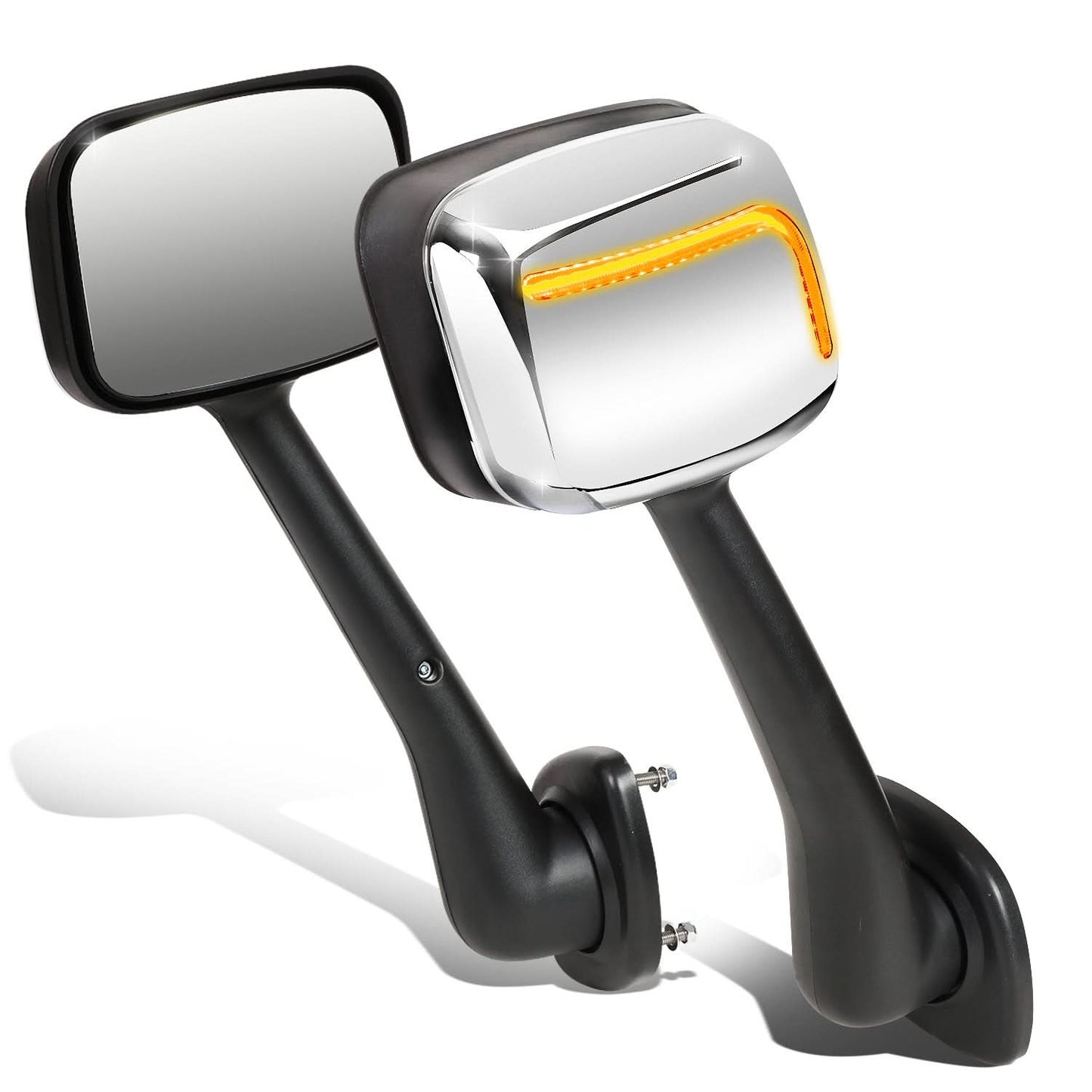 08-17 Freightliner Cascadia Hood Mirror w/ Sequential LED Chrome