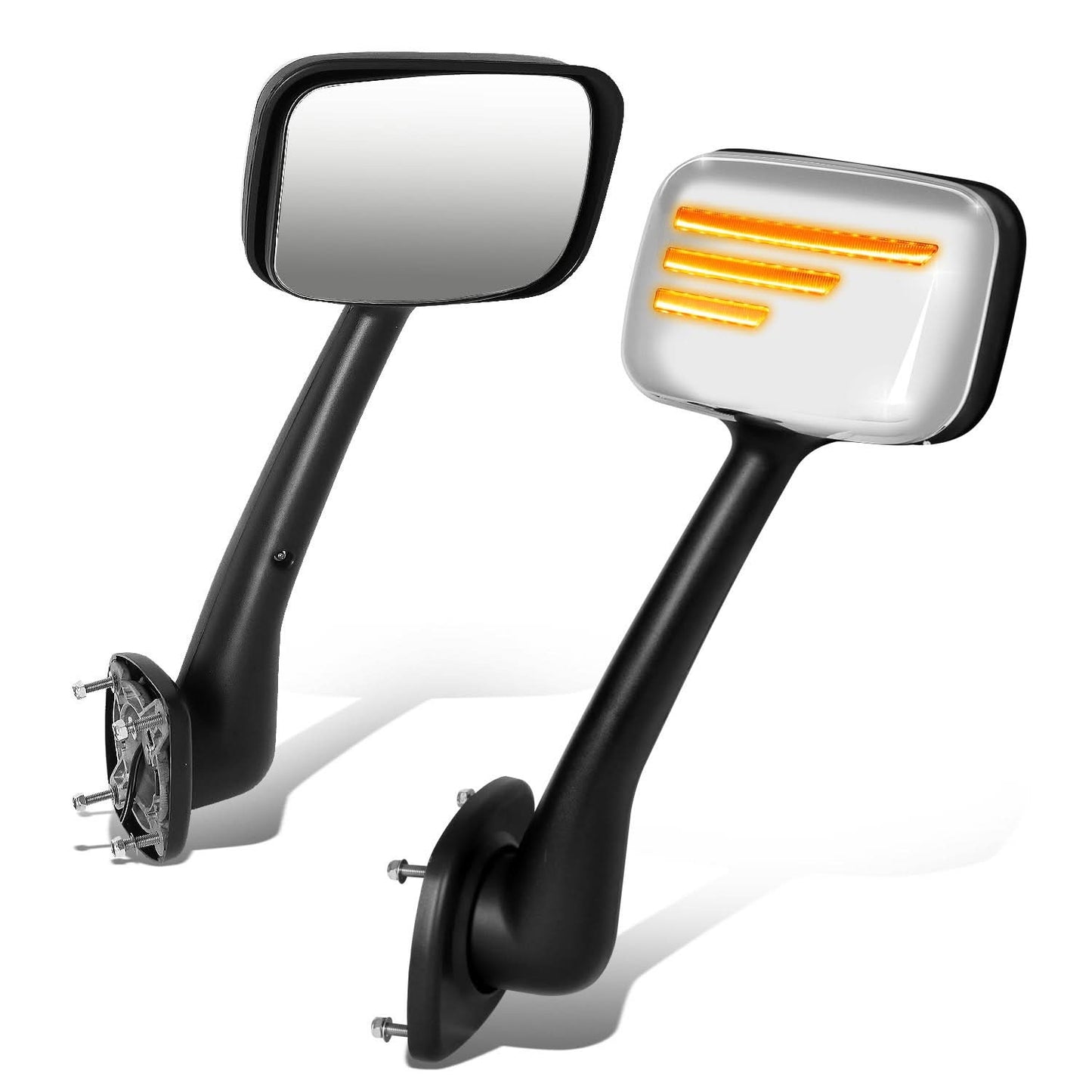 08-17 Freightliner Cascadia Manual Hood Mirror w/ Amber LED Signal