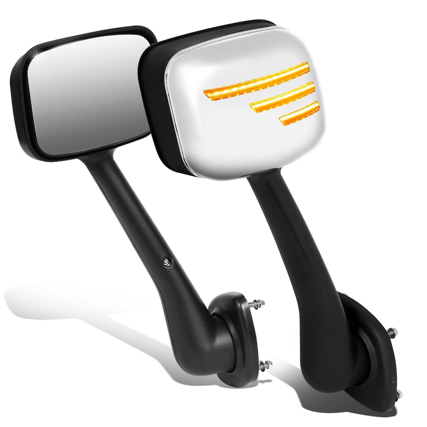 08-17 Freightliner Cascadia Manual Hood Mirror w/ Amber LED Signal
