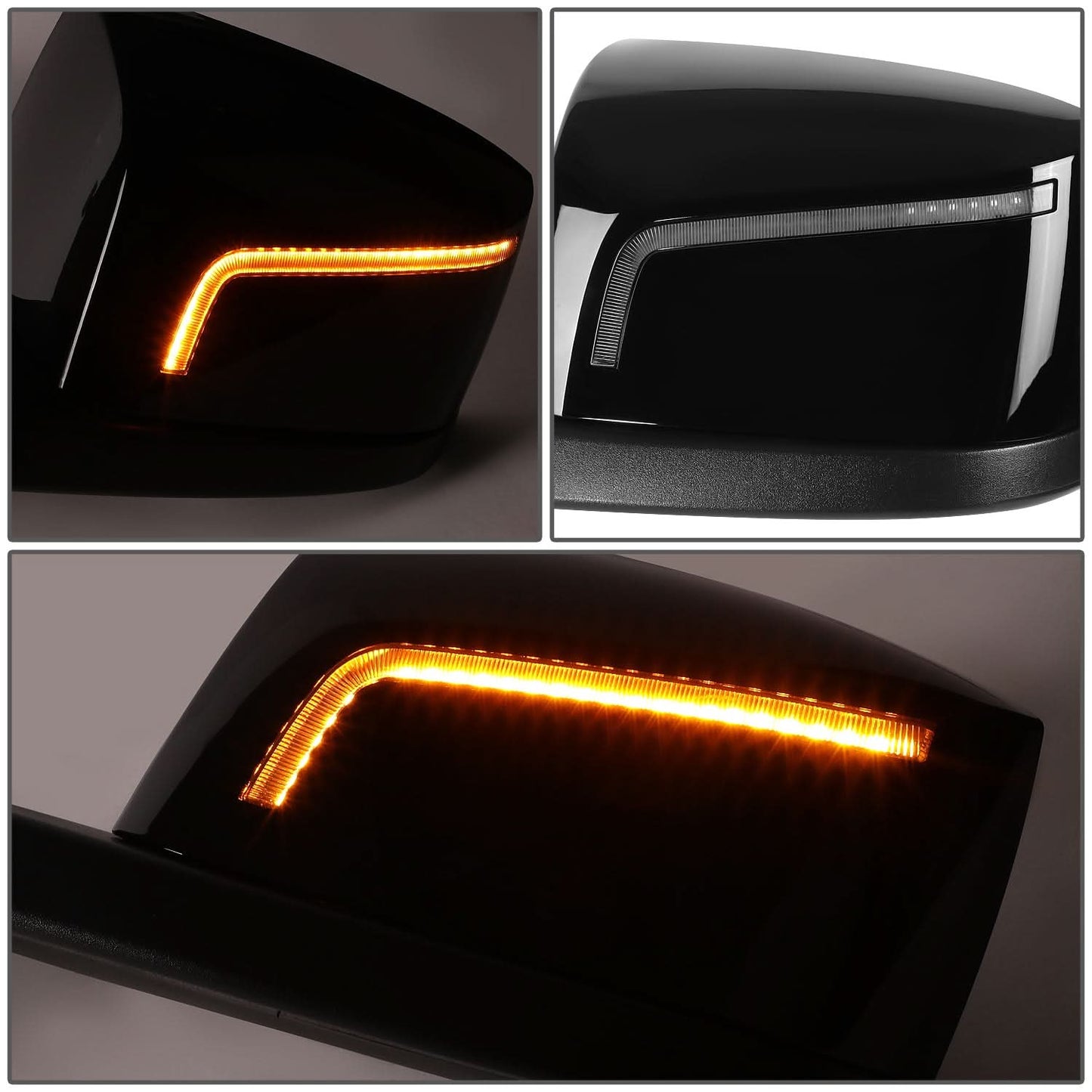 18-21 Volvo VNL Hood Mirror with Amber Chasing LED L-Pattern
