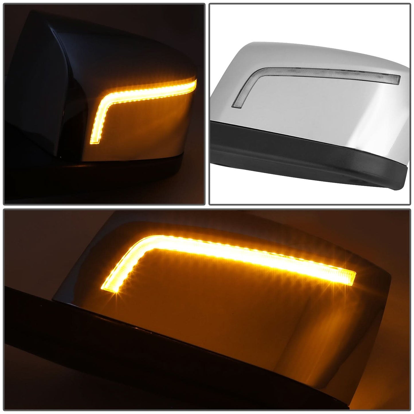 18-21 Volvo VNL Hood Mirror w/ Amber LED Turn Signals - Chrome