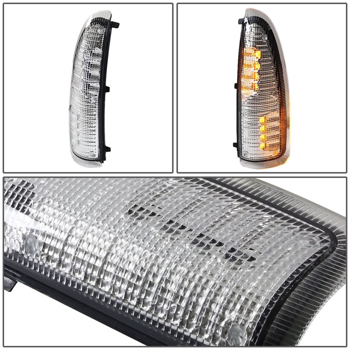 00-07 Ford F-250 F-350 Towing Mirror Side Lights - Chrome/Amber LED