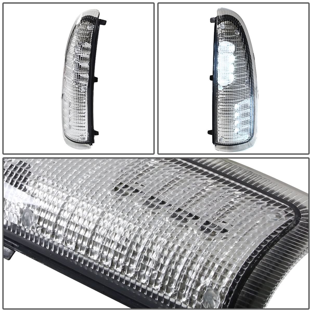 00-07 Ford Super Duty Towing Mirror Side Lights Chrome White LED