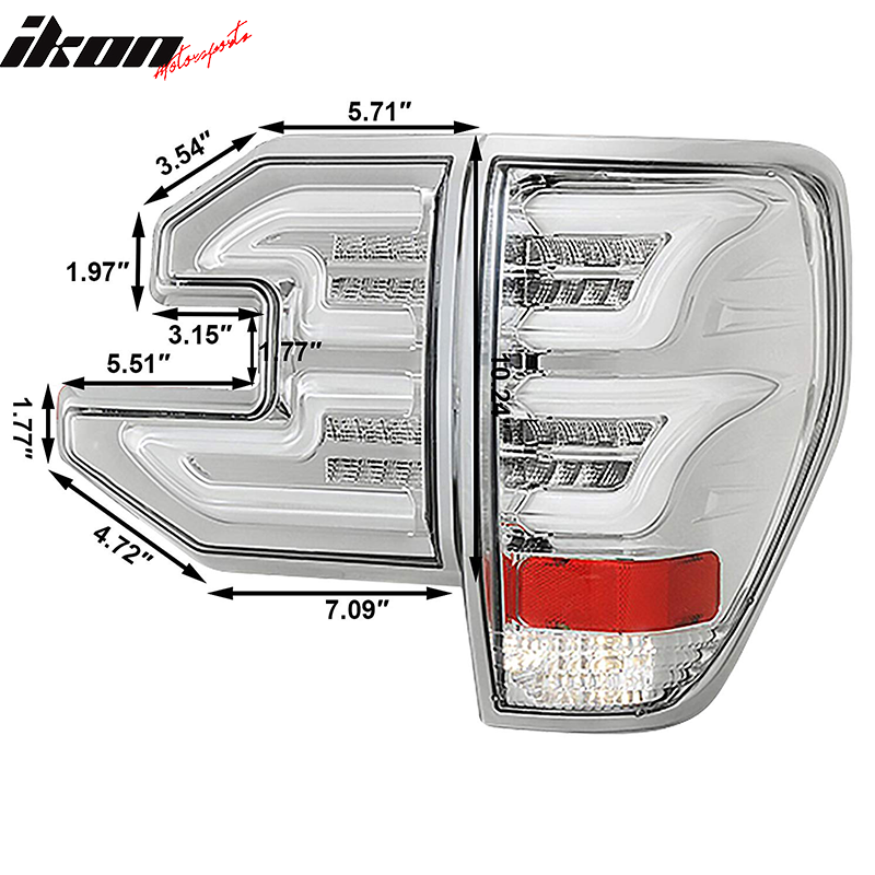 Fits 09-14 Ford F150 Sequential Tail Lights Clear Lens Housing