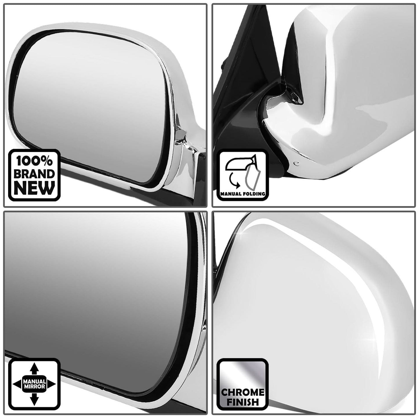 88-02 Chevrolet C/K Series Manual Power Side Mirror Left Black