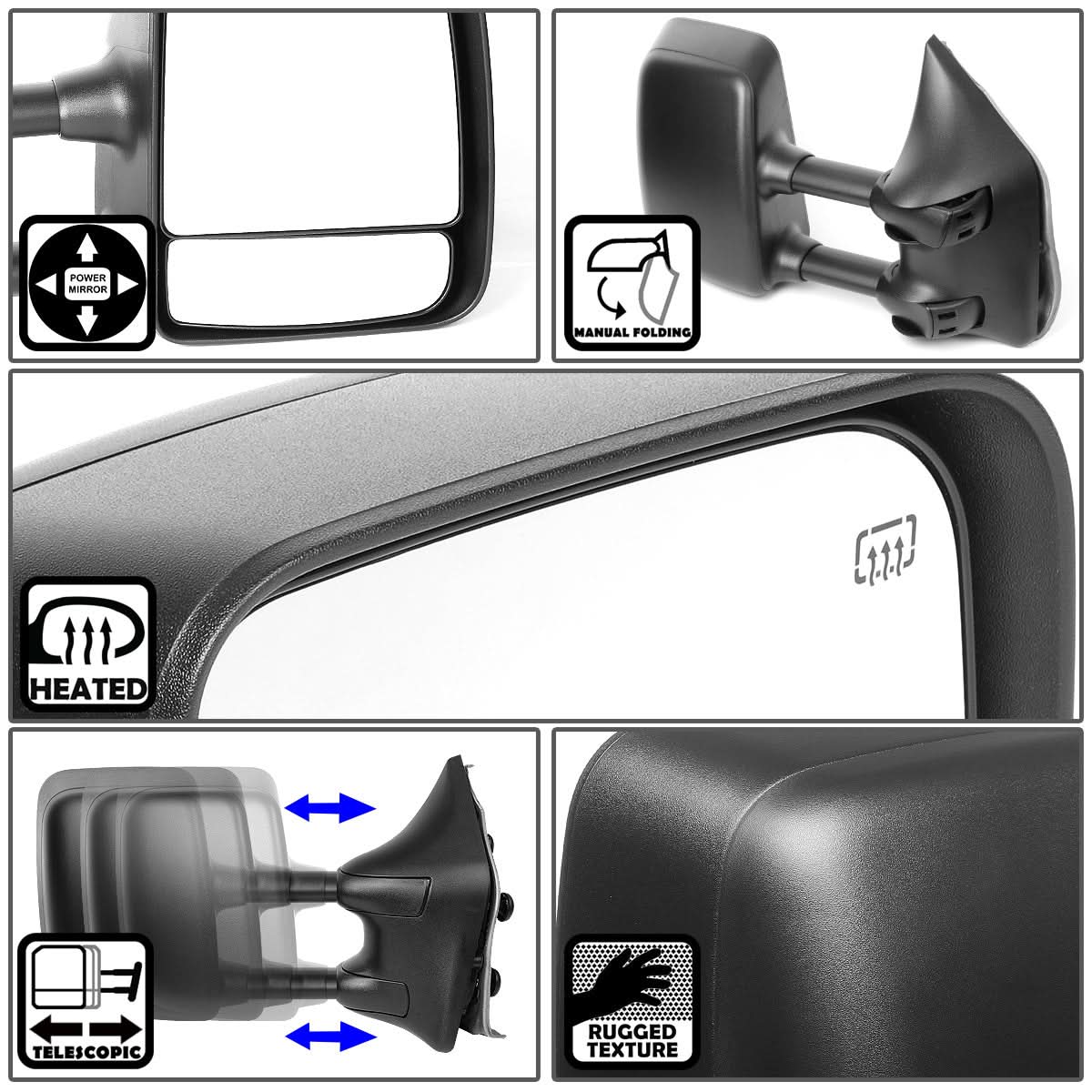 2004-2013 Nissan Titan Powered Heated Side Mirror - Right Black