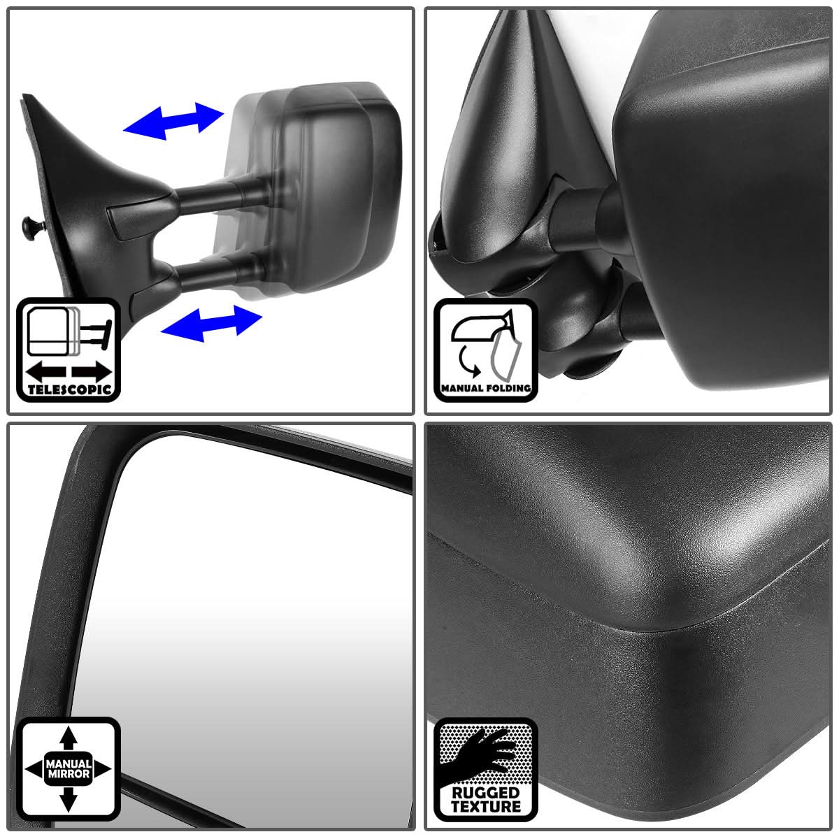 2005-2015 Nissan Frontier Manual Side Mirror - Left Black