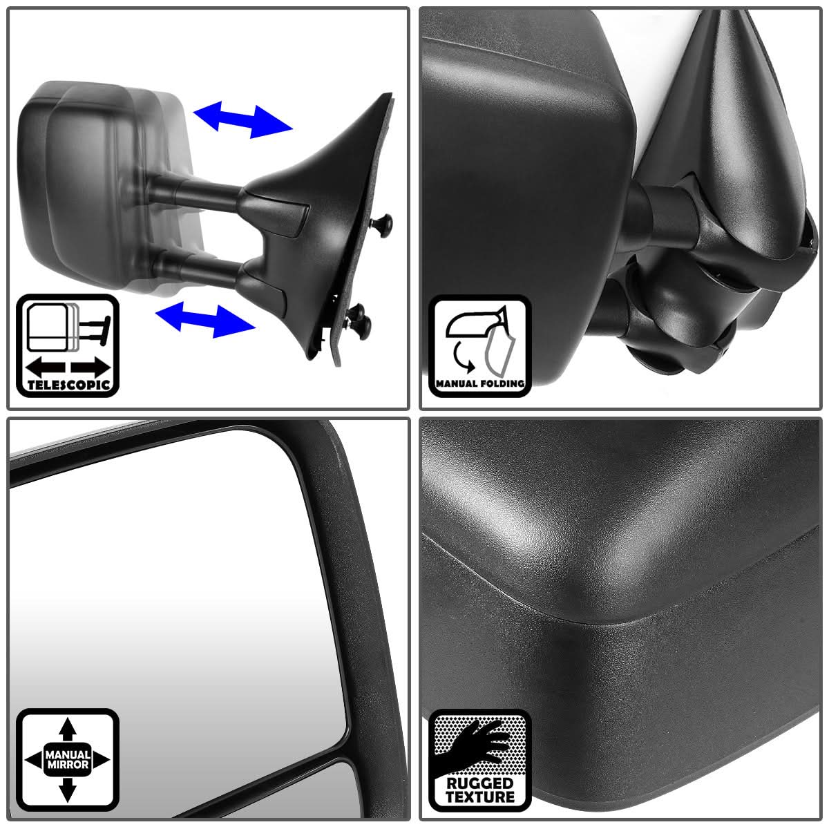 2005-2015 Nissan Frontier Manual Side Mirror - Right Black