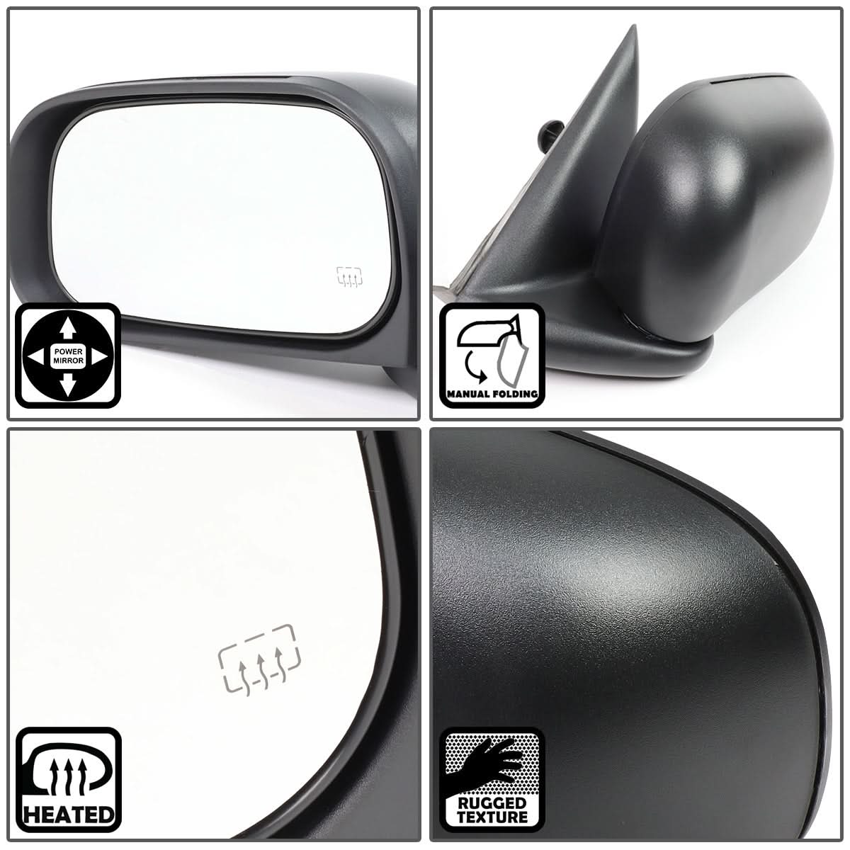 2005-2011 Dodge Dakota Powered Heated Side Mirror Left Black