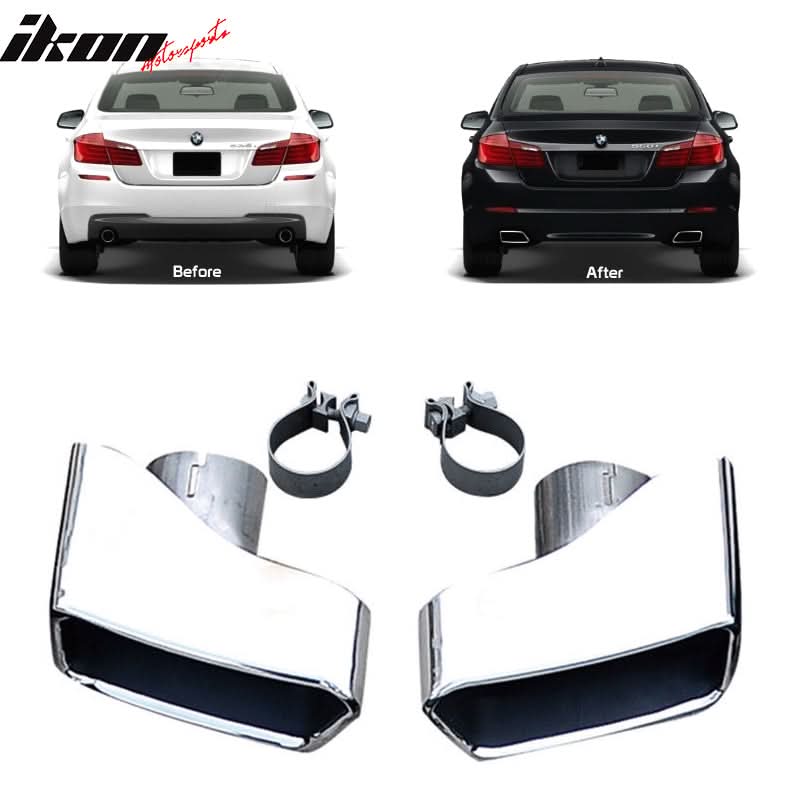 2011-2016 BMW 5 F10 F11 F18 Chrome Exhaust Muffler Tip Stainless Steel