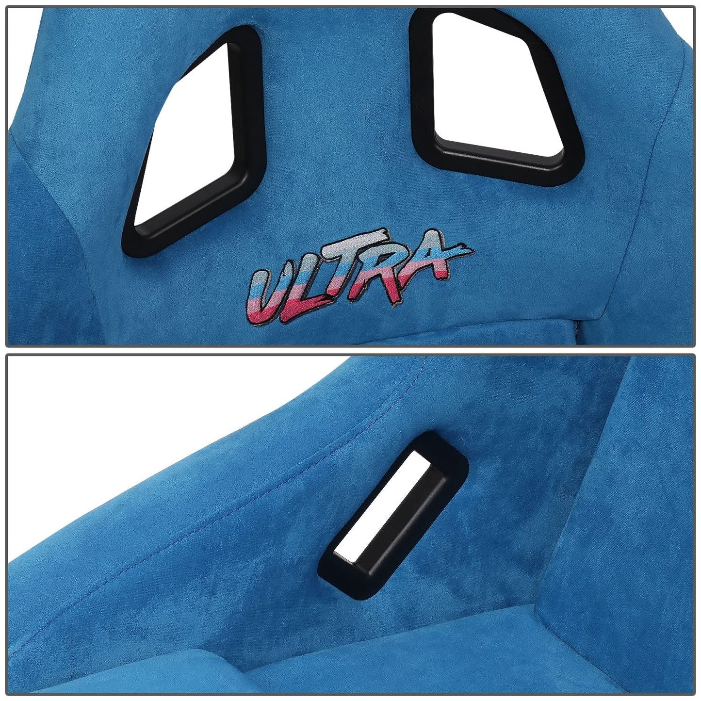 Prisma Ultra Style Fixed Back Bucket Racing Seat Blue Alcantara - FRP