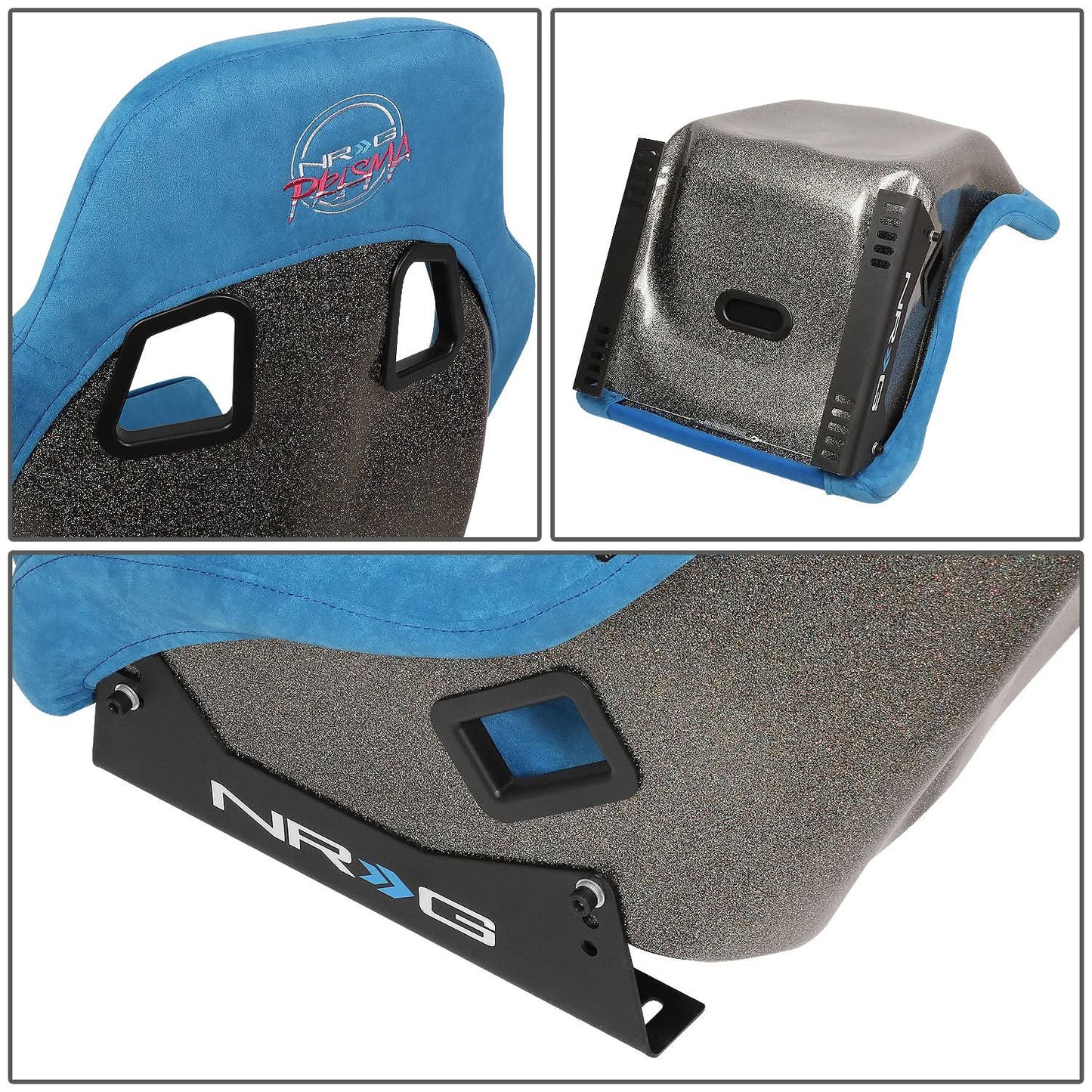 Prisma Ultra Style Fixed Back Bucket Racing Seat Blue Alcantara - FRP